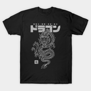 Chinese Dragon with japanese and chinese Kanji T-Shirt